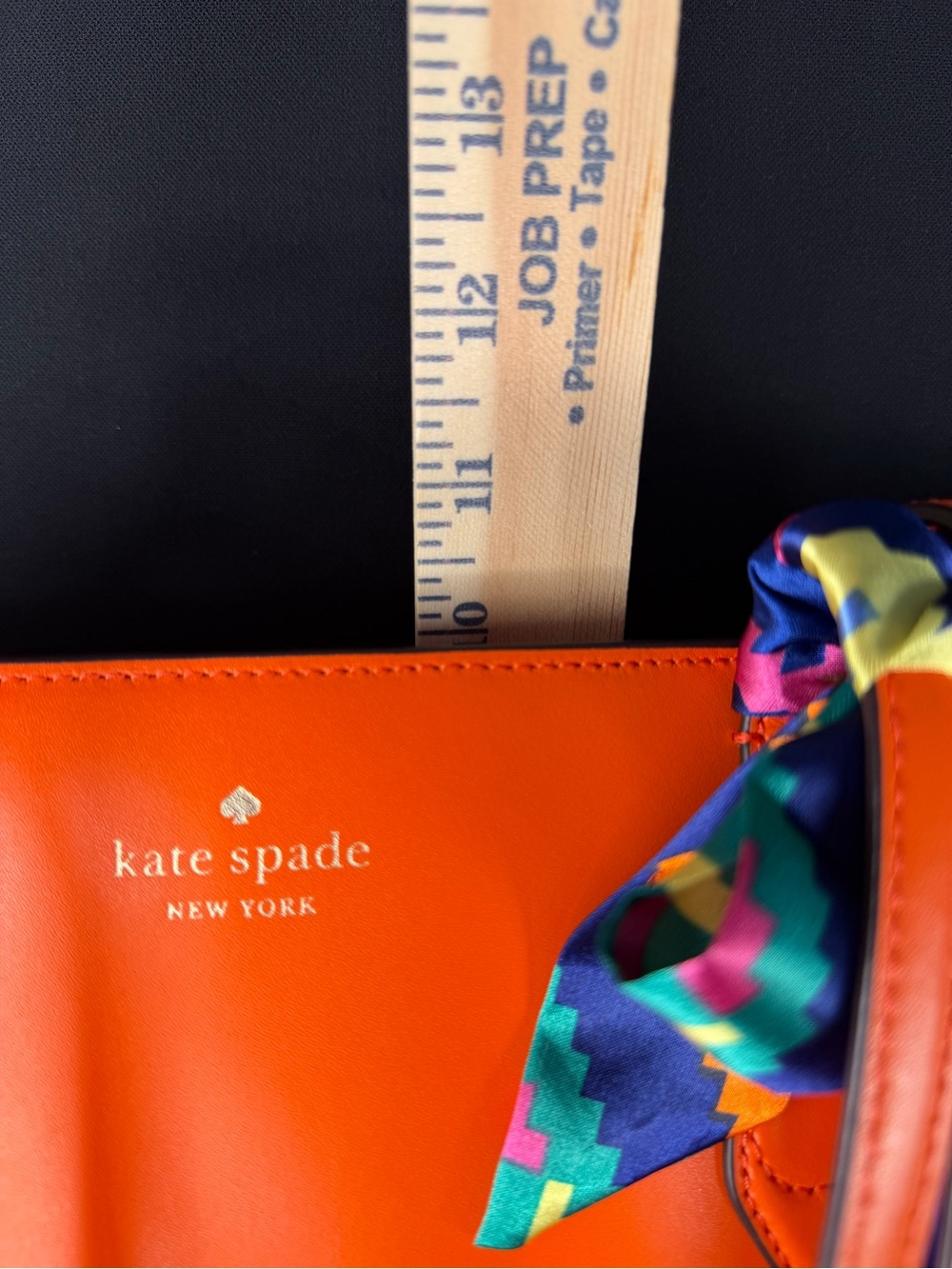Kate Spade Orange Leather Tote Shoulder Bag Fall Halloween - Picture 4 of 9